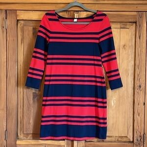Old Navy BodyCon Red & Navy Striped Cotton Long Sleeve Mini Dress Sz. MD